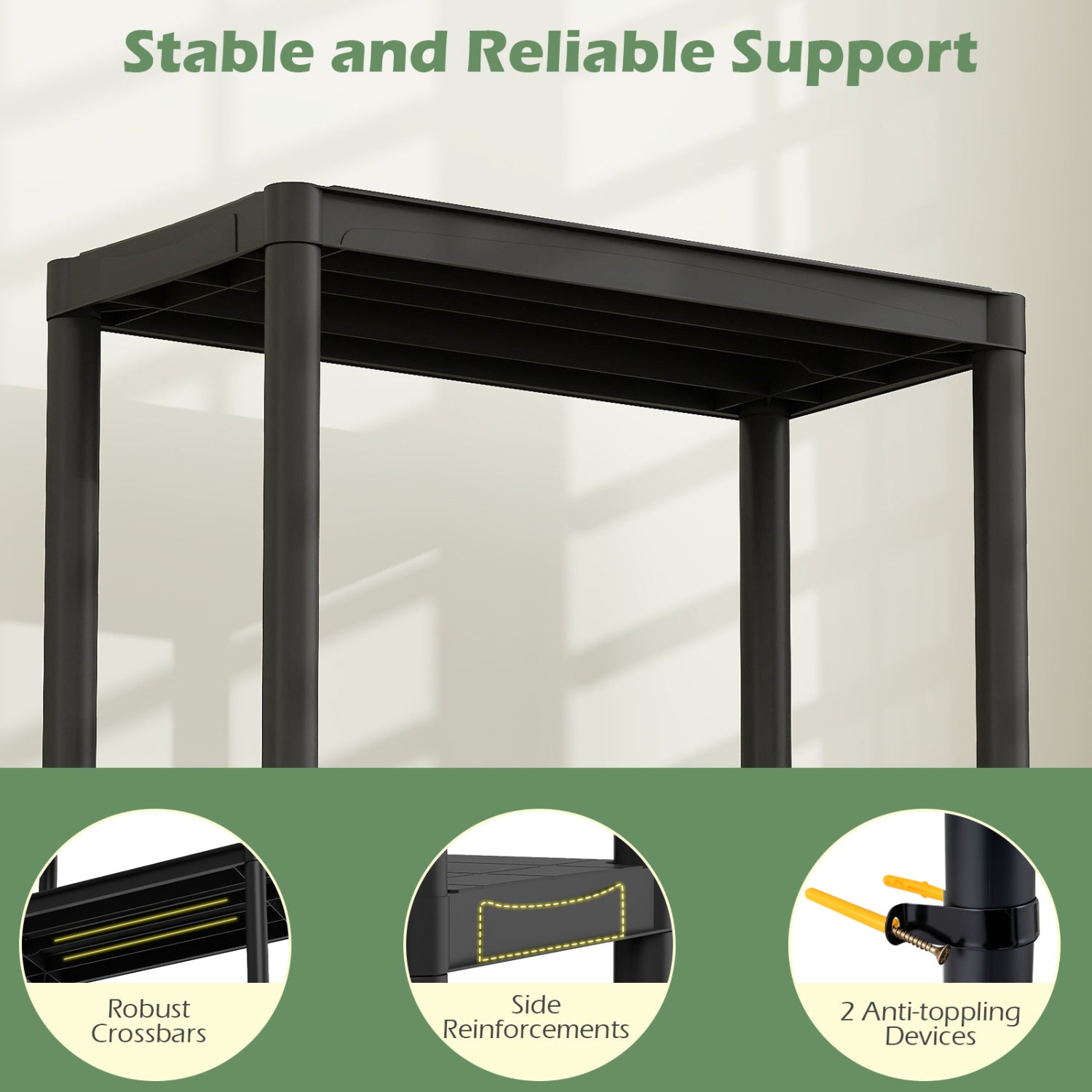 5-Tier Heavy-Duty Plastic Storage Shelves, Black Garages at Gallery Canada