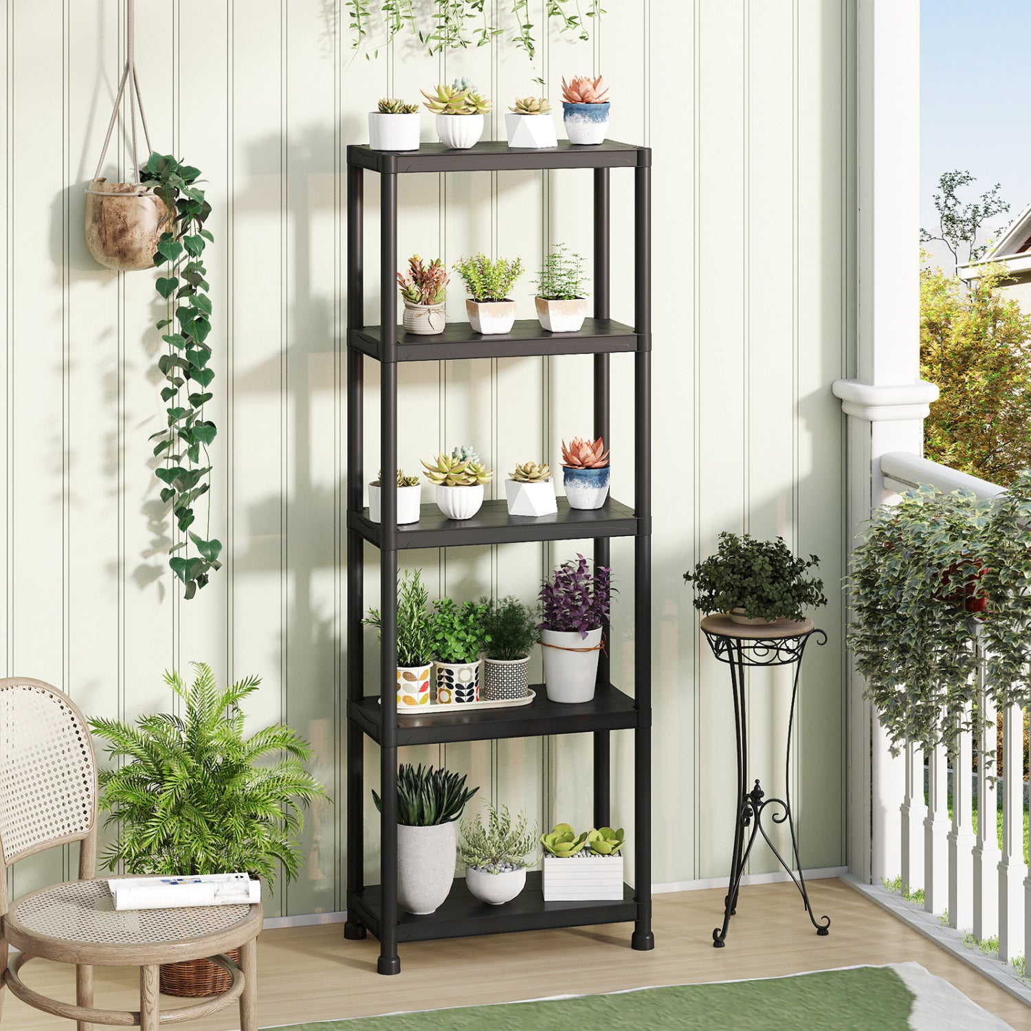 5-Tier Heavy-Duty Plastic Storage Shelves, Black Garages at Gallery Canada