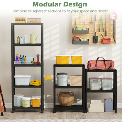 5-Tier Heavy-Duty Plastic Storage Shelves, Black Garages at Gallery Canada