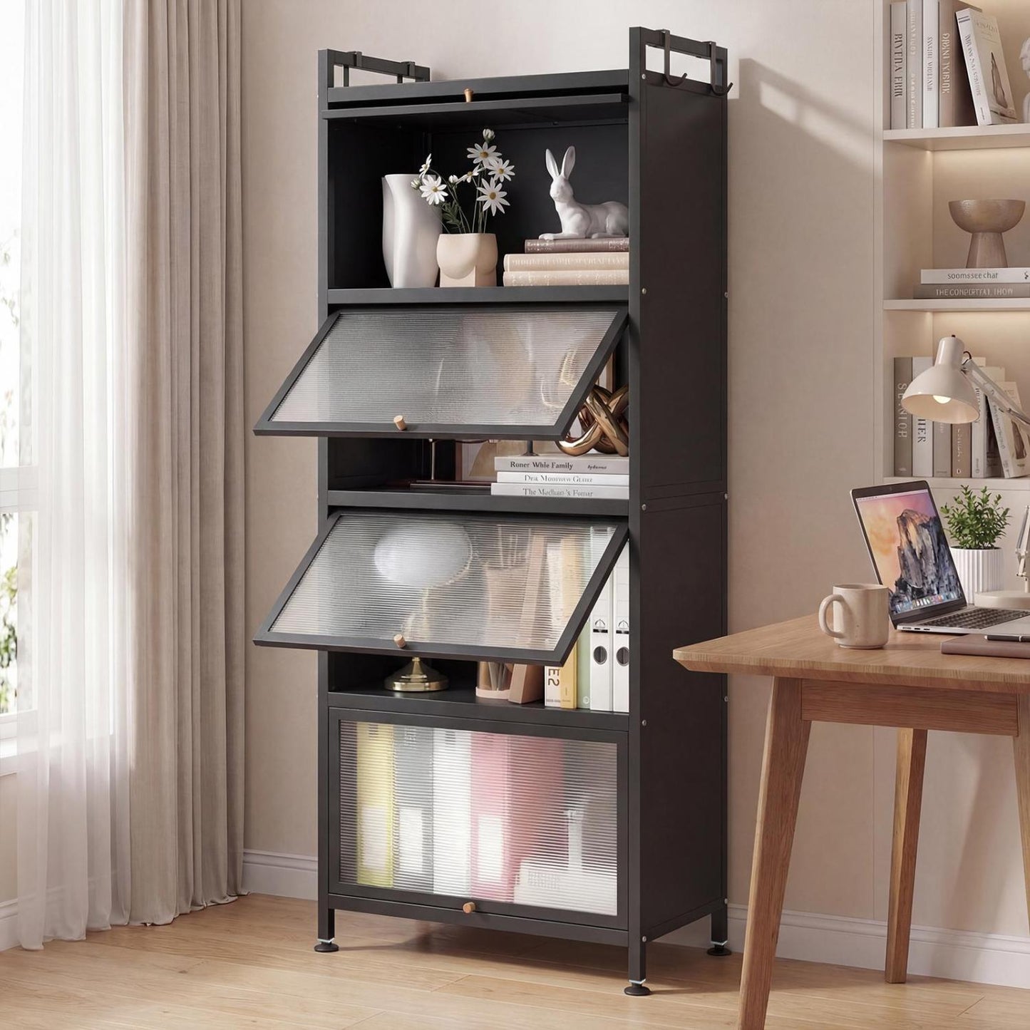 5-Tier Kitchen Baker's Rack With Flip-Up PC Doors, Black Baker's Racks at Gallery Canada