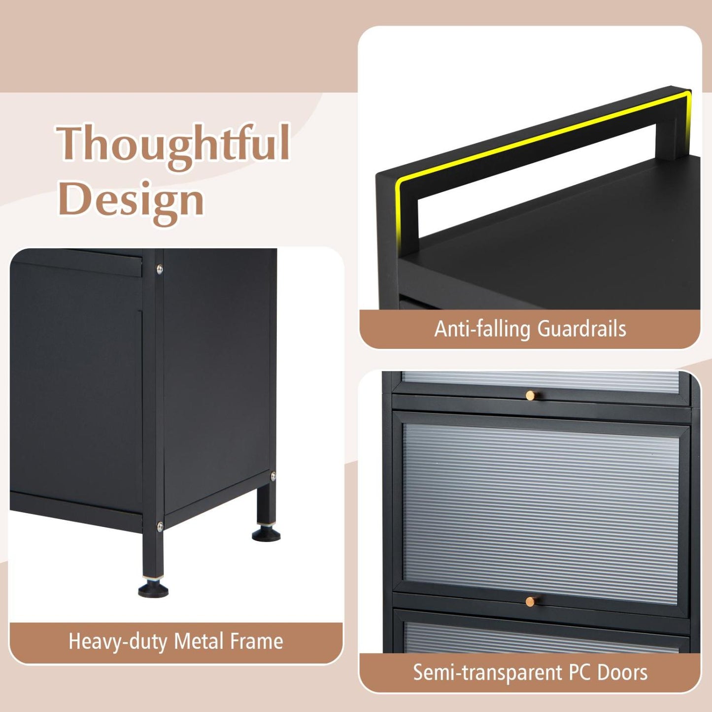 5-Tier Kitchen Baker's Rack With Flip-Up PC Doors, Black Baker's Racks at Gallery Canada