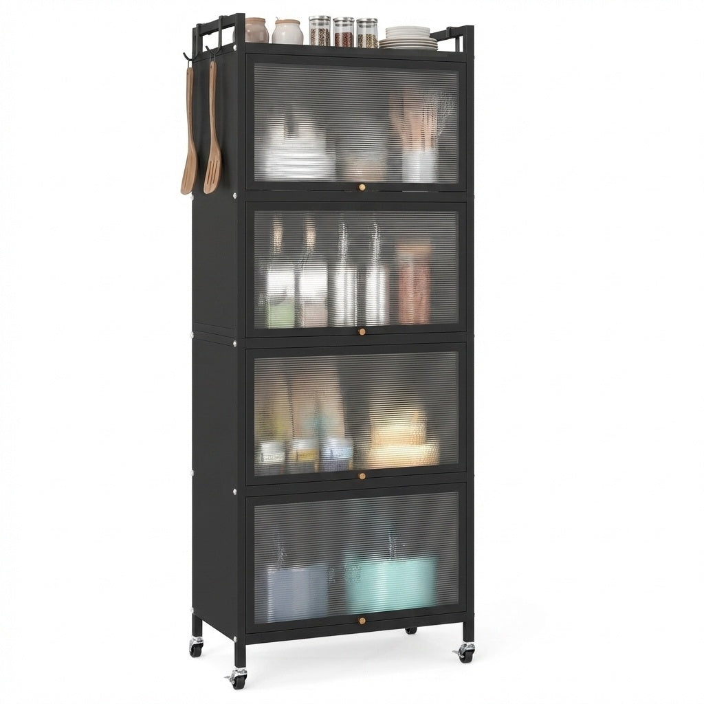 5-Tier Kitchen Baker's Rack With Flip-Up PC Doors, Black Baker's Racks Black at Gallery Canada