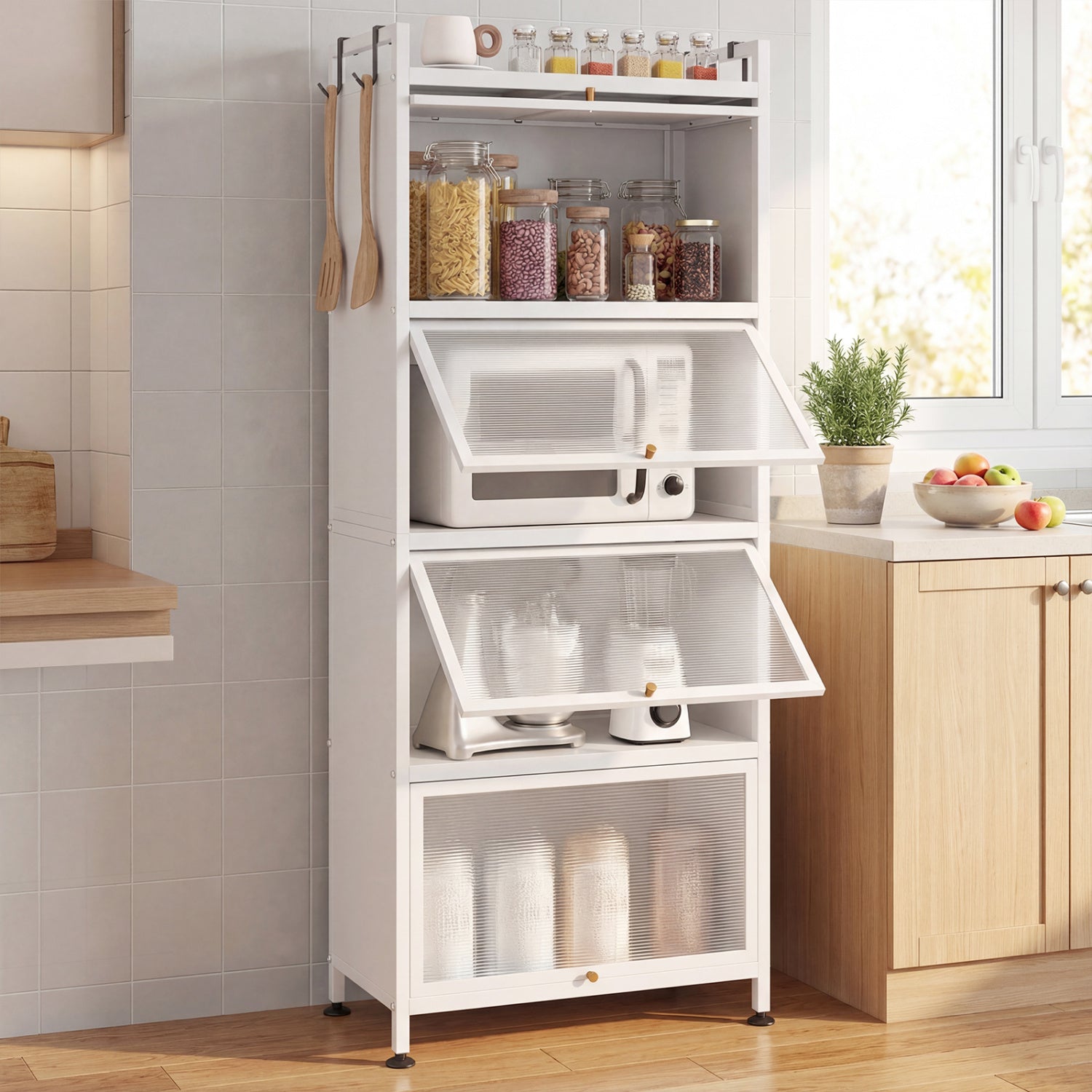 5-Tier Kitchen Baker's Rack, Flip-up PC Doors, White Baker's Racks at Gallery Canada