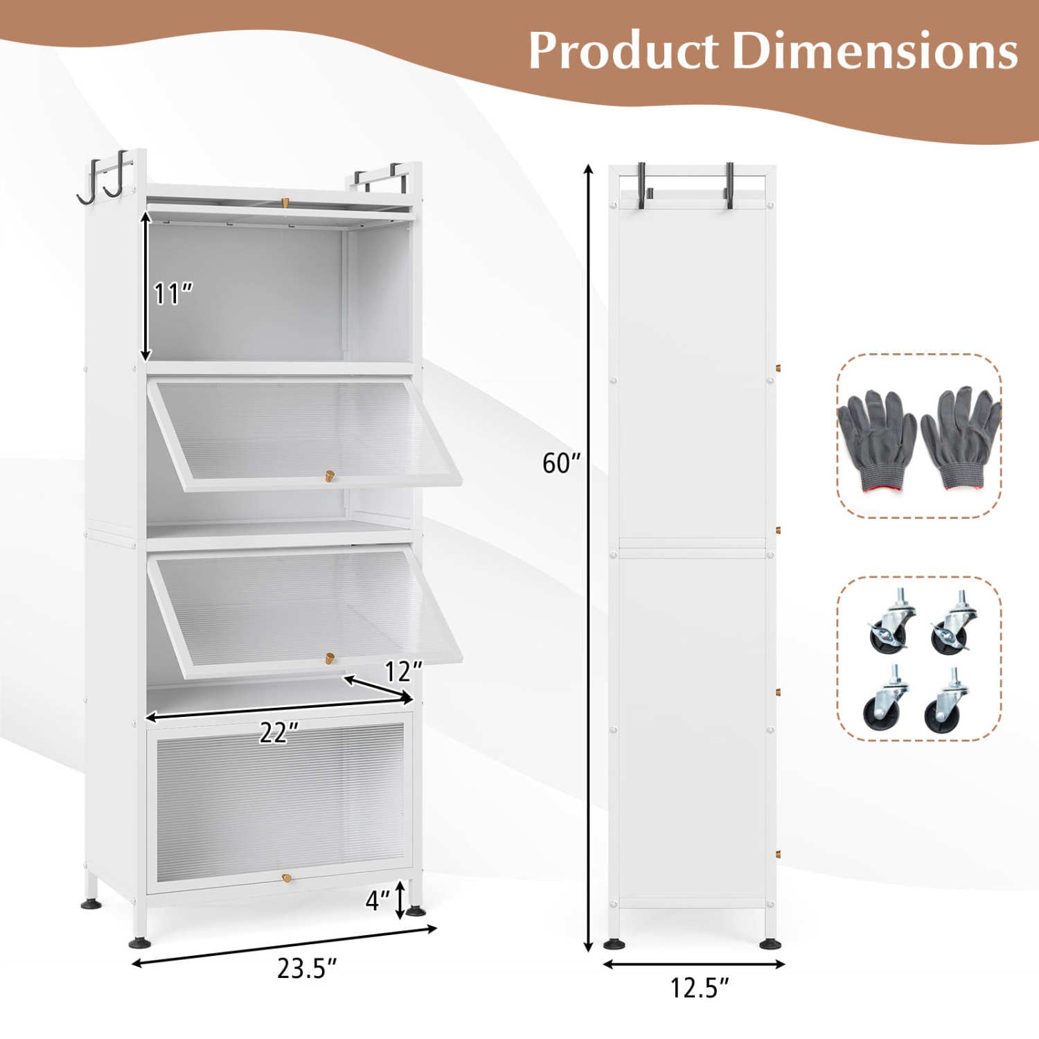 5-Tier Kitchen Baker's Rack, Flip-up PC Doors, White Baker's Racks at Gallery Canada