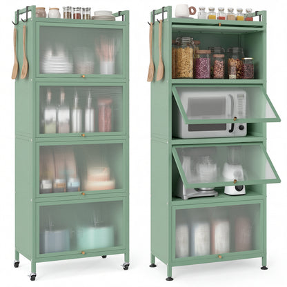 Étagère de cuisine à 5 niveaux pour boulanger, portes PC rabattables, vert