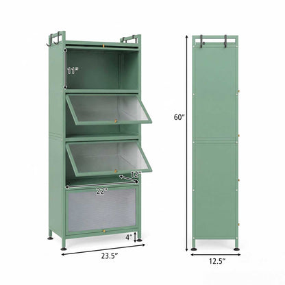 Étagère de cuisine à 5 niveaux pour boulanger, portes PC rabattables, vert
