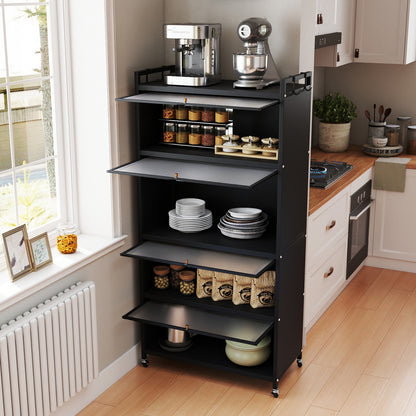 5-Tier Kitchen Storage Cabinet with 4 Flip-up Doors, Black Sideboards Cabinets & Buffets at Gallery Canada