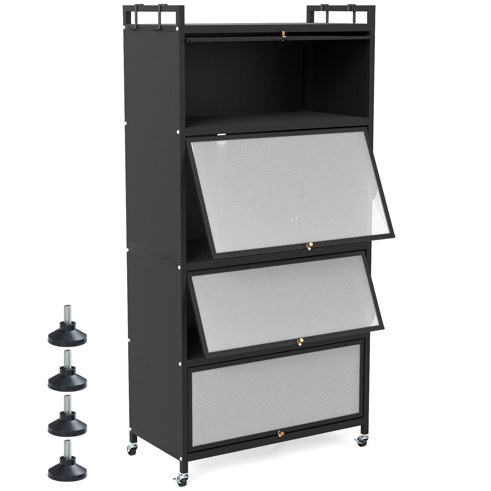 5-Tier Kitchen Storage Cabinet with 4 Flip-up Doors, Black Sideboards Cabinets & Buffets at Gallery Canada