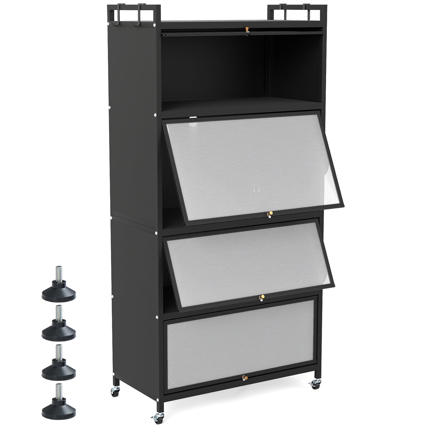 5-Tier Kitchen Storage Cabinet with 4 Flip-up Doors, Black Sideboards Cabinets & Buffets at Gallery Canada