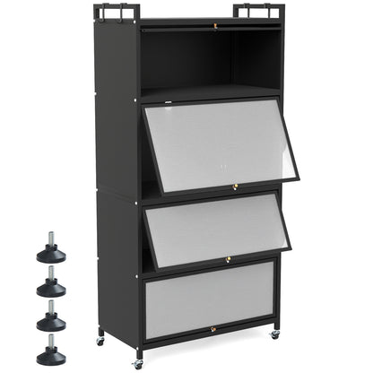 5-Tier Kitchen Storage Cabinet with 4 Flip-up Doors, Black Sideboards Cabinets & Buffets at Gallery Canada