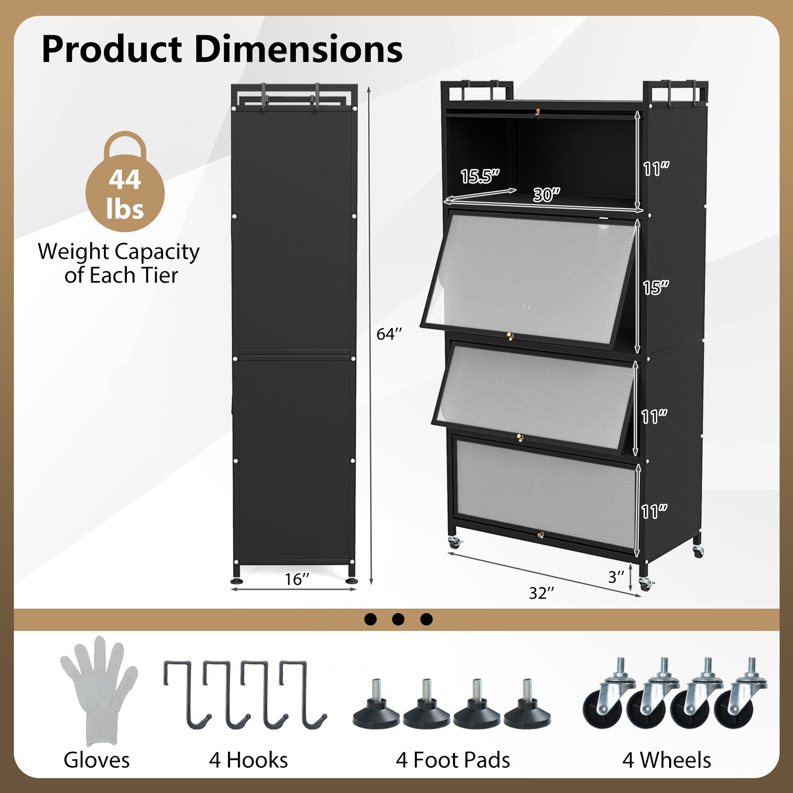 5-Tier Kitchen Storage Cabinet with 4 Flip-up Doors, Black Sideboards Cabinets & Buffets at Gallery Canada