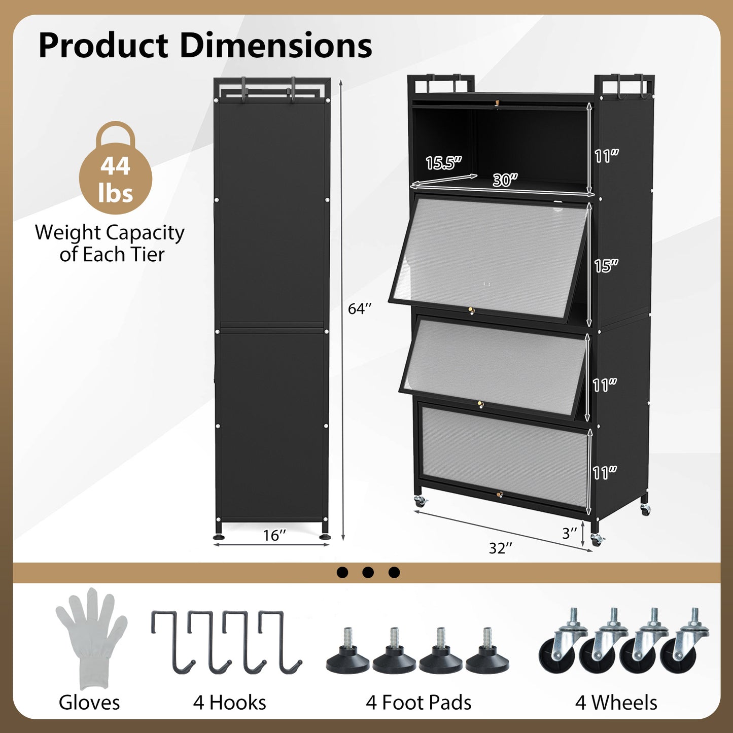 5-Tier Kitchen Storage Cabinet with 4 Flip-up Doors, Black Sideboards Cabinets & Buffets at Gallery Canada