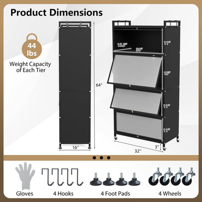 5-Tier Kitchen Storage Cabinet with 4 Flip-up Doors, Black Sideboards Cabinets & Buffets at Gallery Canada