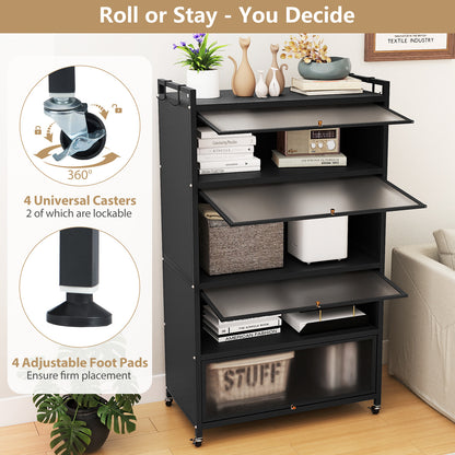 5-Tier Kitchen Storage Cabinet with 4 Flip-up Doors, Black Sideboards Cabinets & Buffets at Gallery Canada