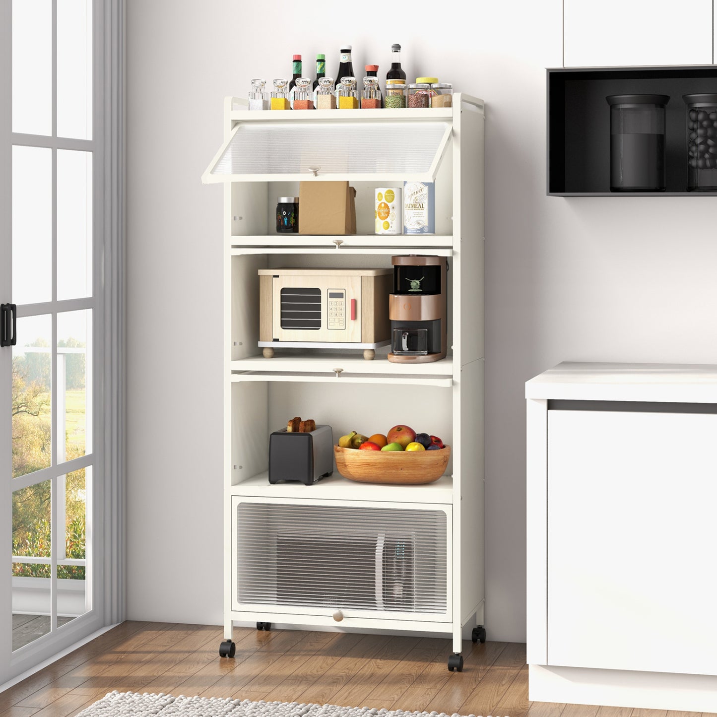 5-Tier Kitchen Baker's Rack With Flip-Up Doors, White Baker's Racks at Gallery Canada