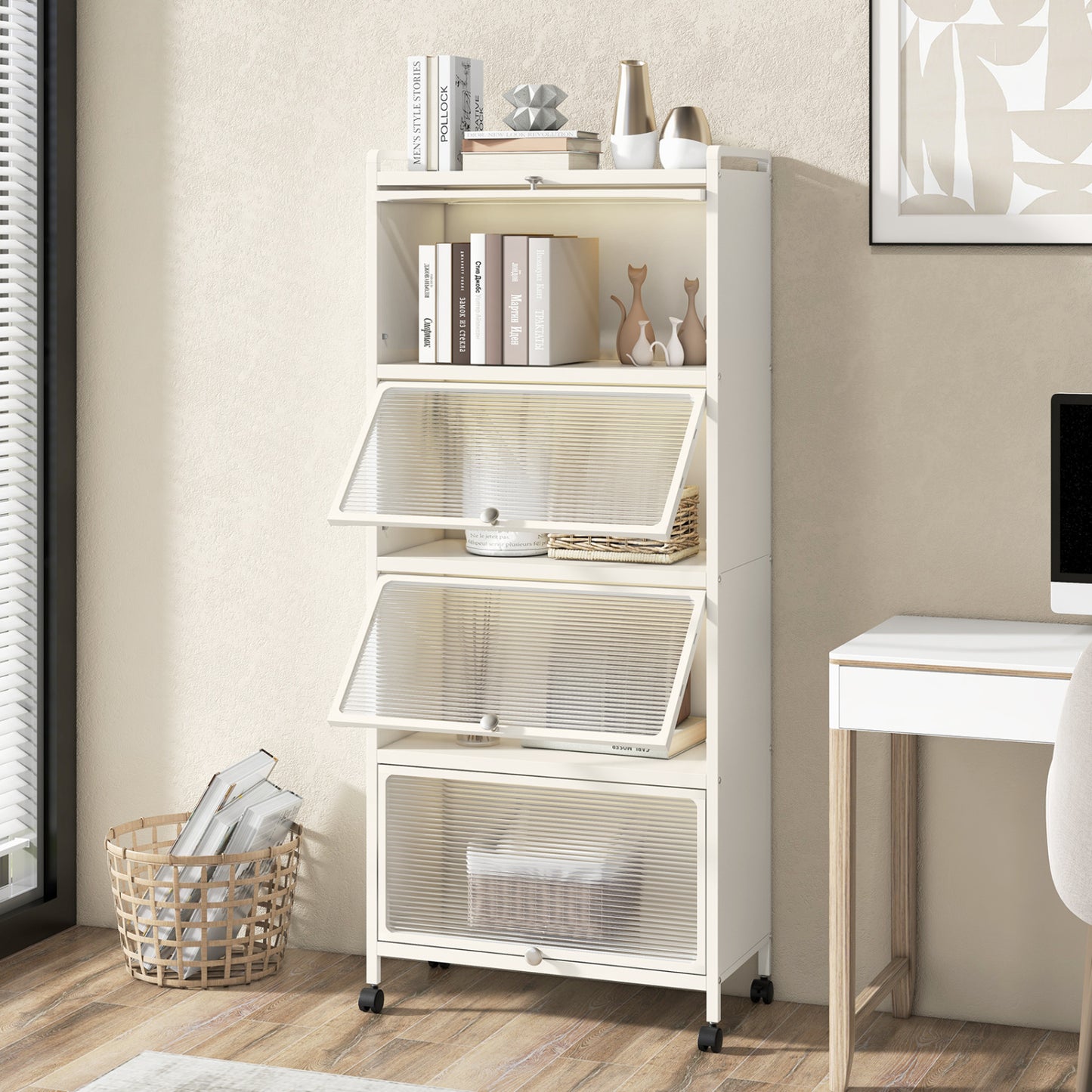 5-Tier Kitchen Baker's Rack With Flip-Up Doors, White Baker's Racks at Gallery Canada