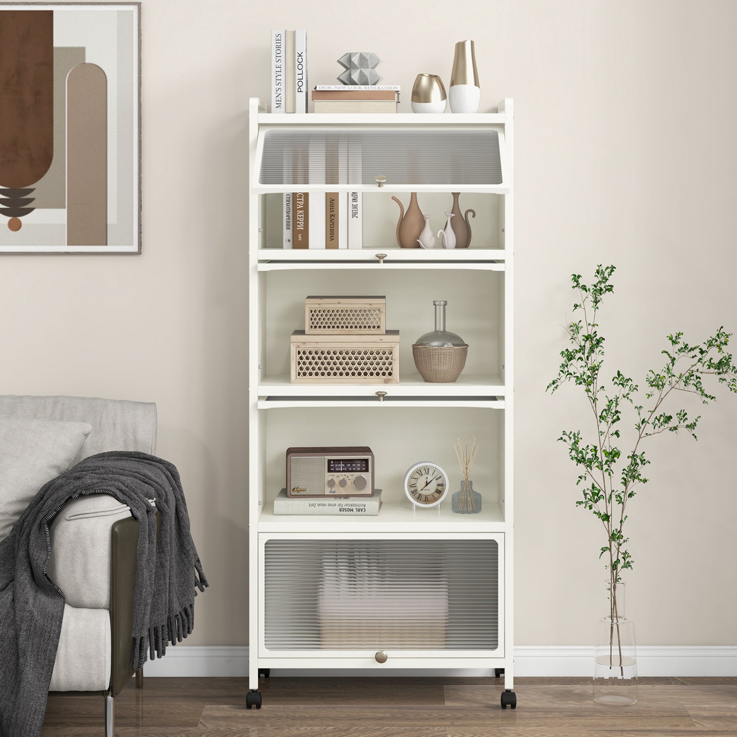 5-Tier Kitchen Baker's Rack With Flip-Up Doors, White Baker's Racks at Gallery Canada