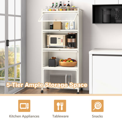 5-Tier Kitchen Baker's Rack With Flip-Up Doors, White Baker's Racks at Gallery Canada
