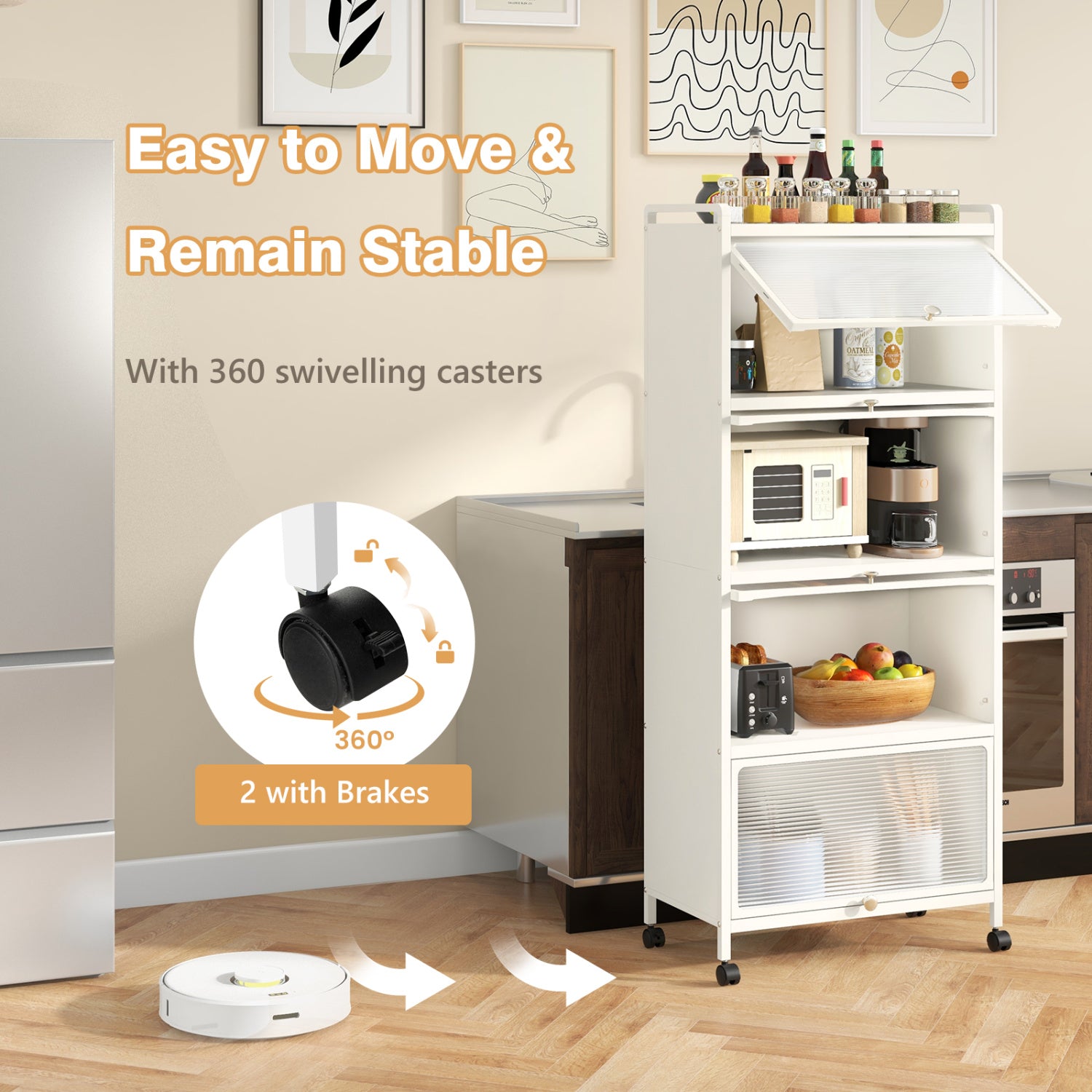 5-Tier Kitchen Baker's Rack With Flip-Up Doors, White Baker's Racks at Gallery Canada