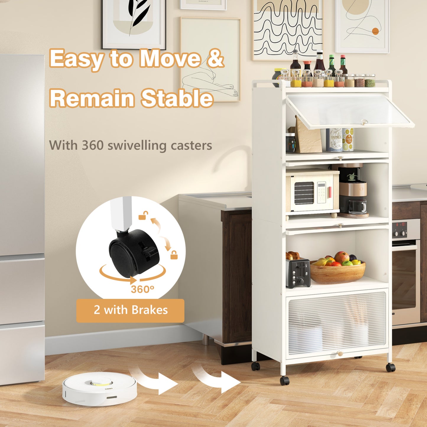 5-Tier Kitchen Baker's Rack With Flip-Up Doors, White Baker's Racks at Gallery Canada