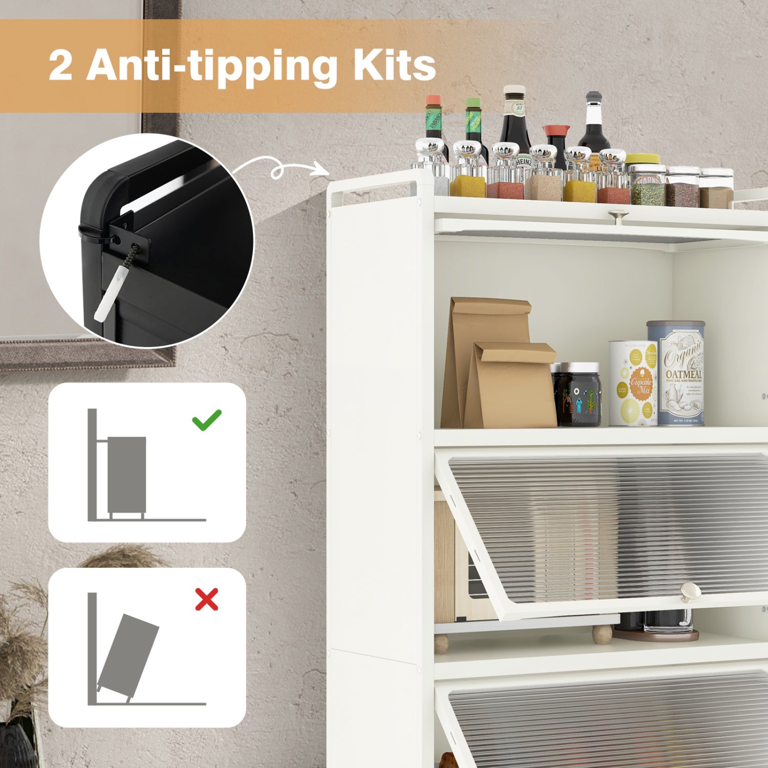 5-Tier Kitchen Baker's Rack With Flip-Up Doors, White Baker's Racks at Gallery Canada