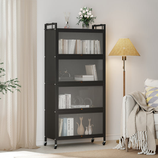 5-Tier Kitchen Cabinet, 4 Flip-Up Doors, Black Sideboards Cabinets & Buffets Black at Gallery Canada
