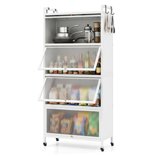 5-Tier Kitchen Storage Cabinet, Adjustable Feet, White Sideboards Cabinets & Buffets White at Gallery Canada