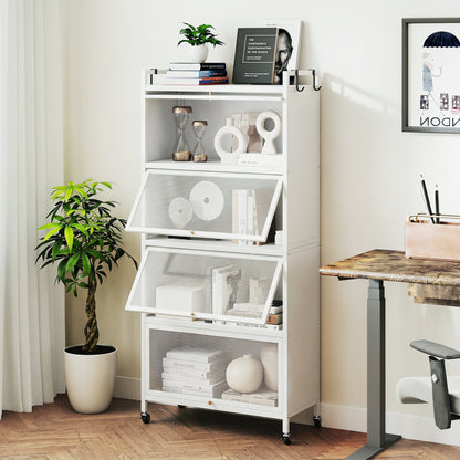 5-Tier Kitchen Storage Cabinet, Adjustable Feet, White