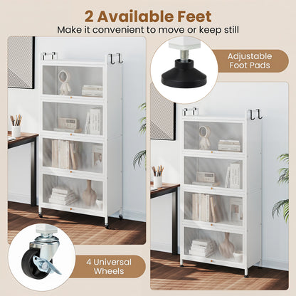 5-Tier Kitchen Storage Cabinet, Adjustable Feet, White