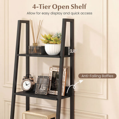 5-Tier Ladder Bookshelf with Fabric Drawer for Living Room and Home Office, Black Bookcases at Gallery Canada