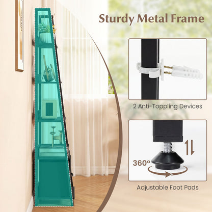 5-Tier Ladder Bookshelf with Fabric Drawer for Living Room and Home Office, Black Bookcases at Gallery Canada