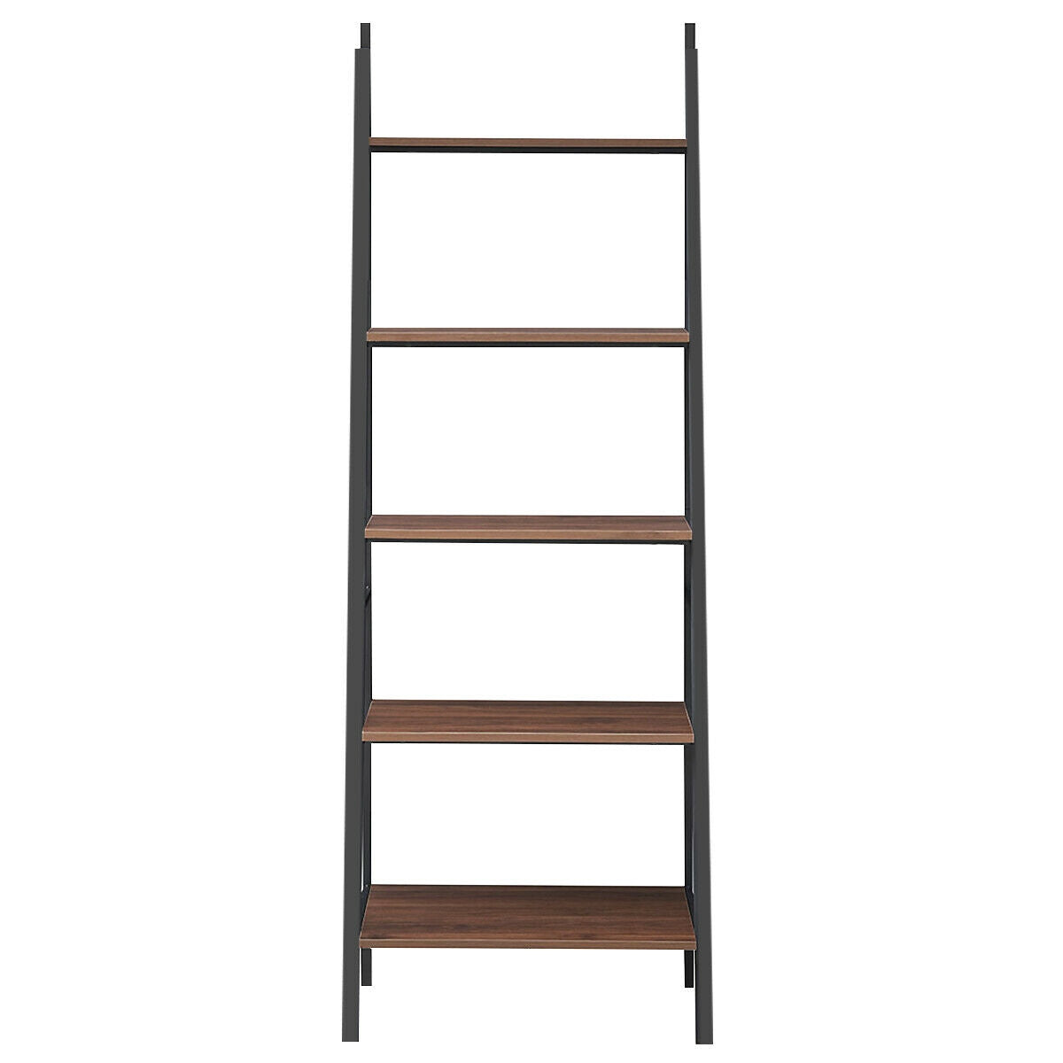 5 Tier Leaning Bookshelf Wood Metal Bookcase Bookcases at Gallery Canada