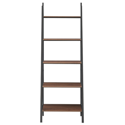 5 Tier Leaning Bookshelf Wood Metal Bookcase Bookcases at Gallery Canada