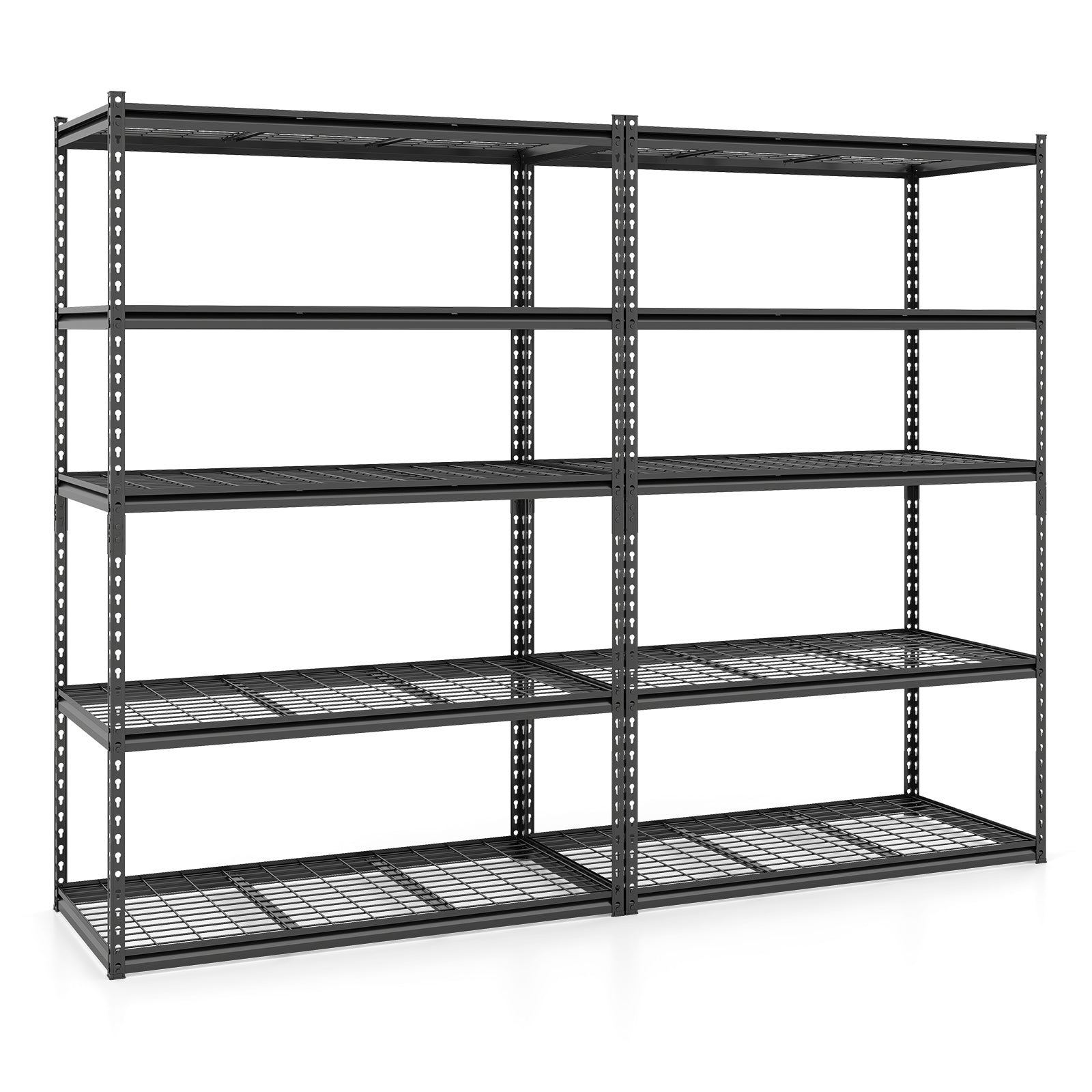 5-Tier Metal Shelving Unit, 2000 Lbs Capacity, Adjustable Wire Racks, Set Of 2, Black Garages Black at Gallery Canada