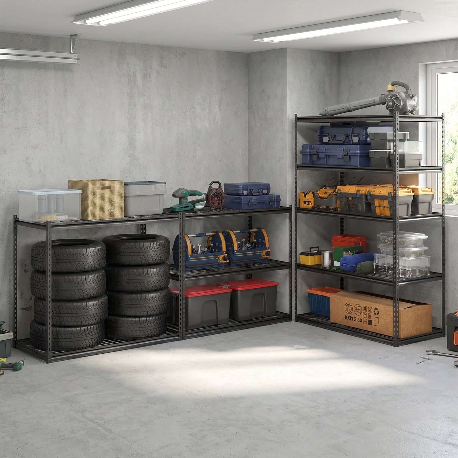 5-Tier Metal Shelving Unit, 2000 Lbs Capacity, Adjustable Wire Racks, Set Of 2, Black Garages at Gallery Canada