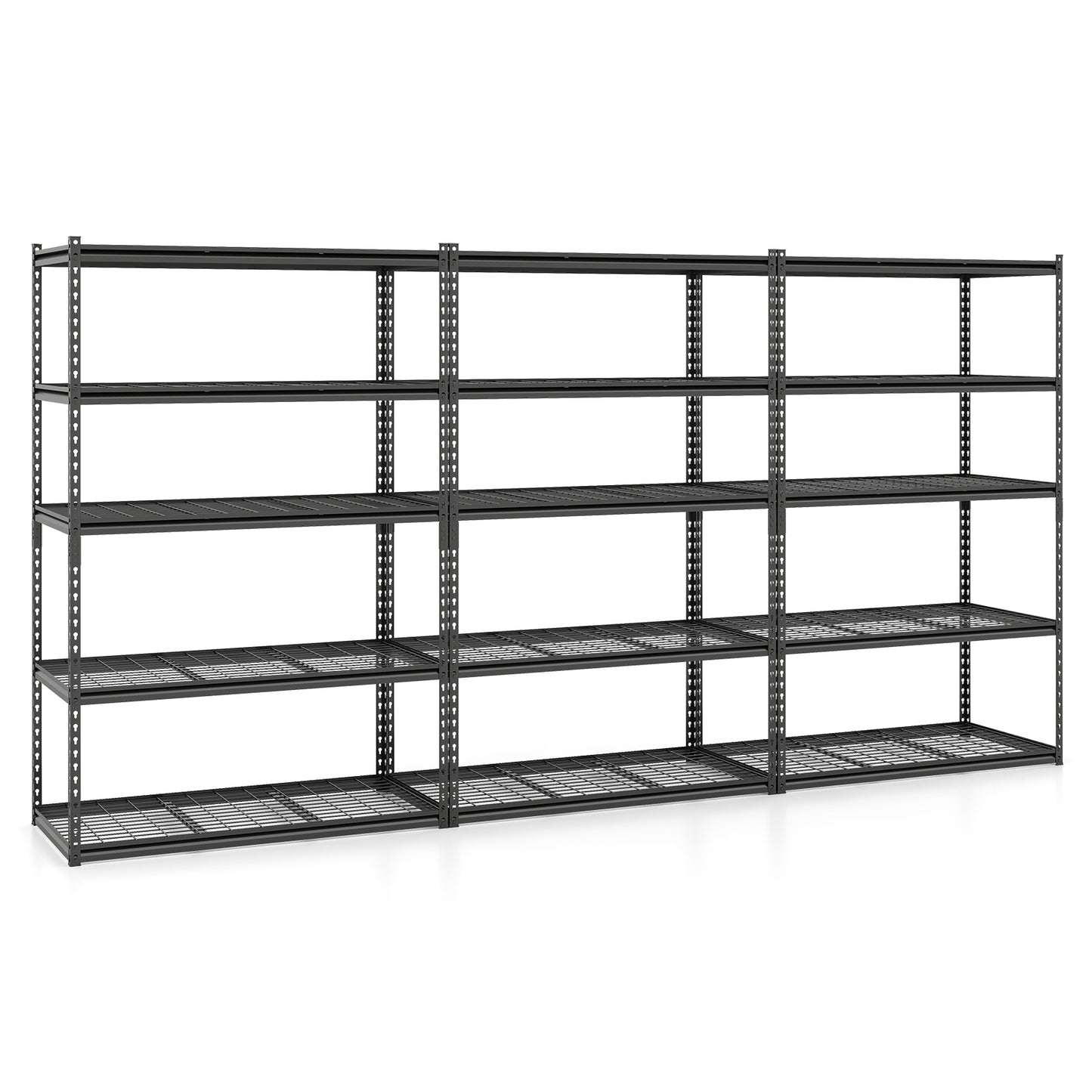 5-Tier Metal Shelving Unit, 2000 Lbs Capacity, Adjustable Wire Racks, Set Of 3, Black Garages Black at Gallery Canada