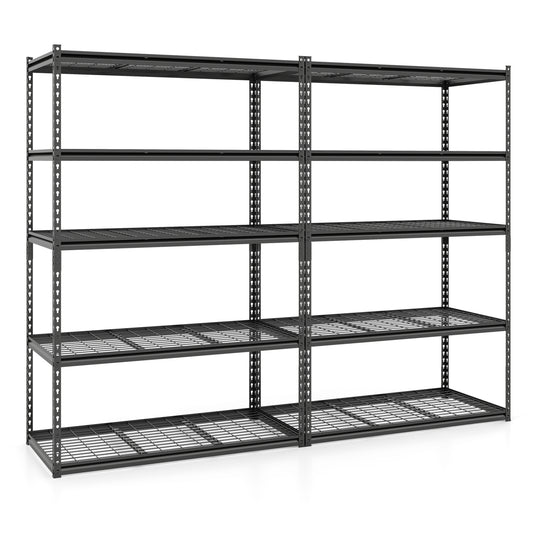 5-Tier Metal Shelving Unit, 2000 Lbs Capacity, Adjustable Wire Racks, Set Of 2, Black Garages Black at Gallery Canada