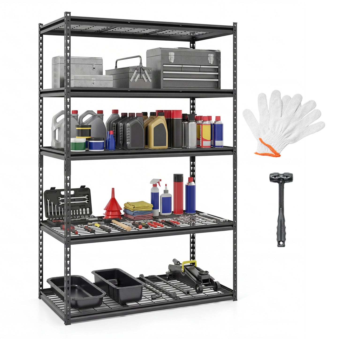 5-Tier Metal Shelving Unit, 2000Lbs Capacity, Black Garages Black at Gallery Canada