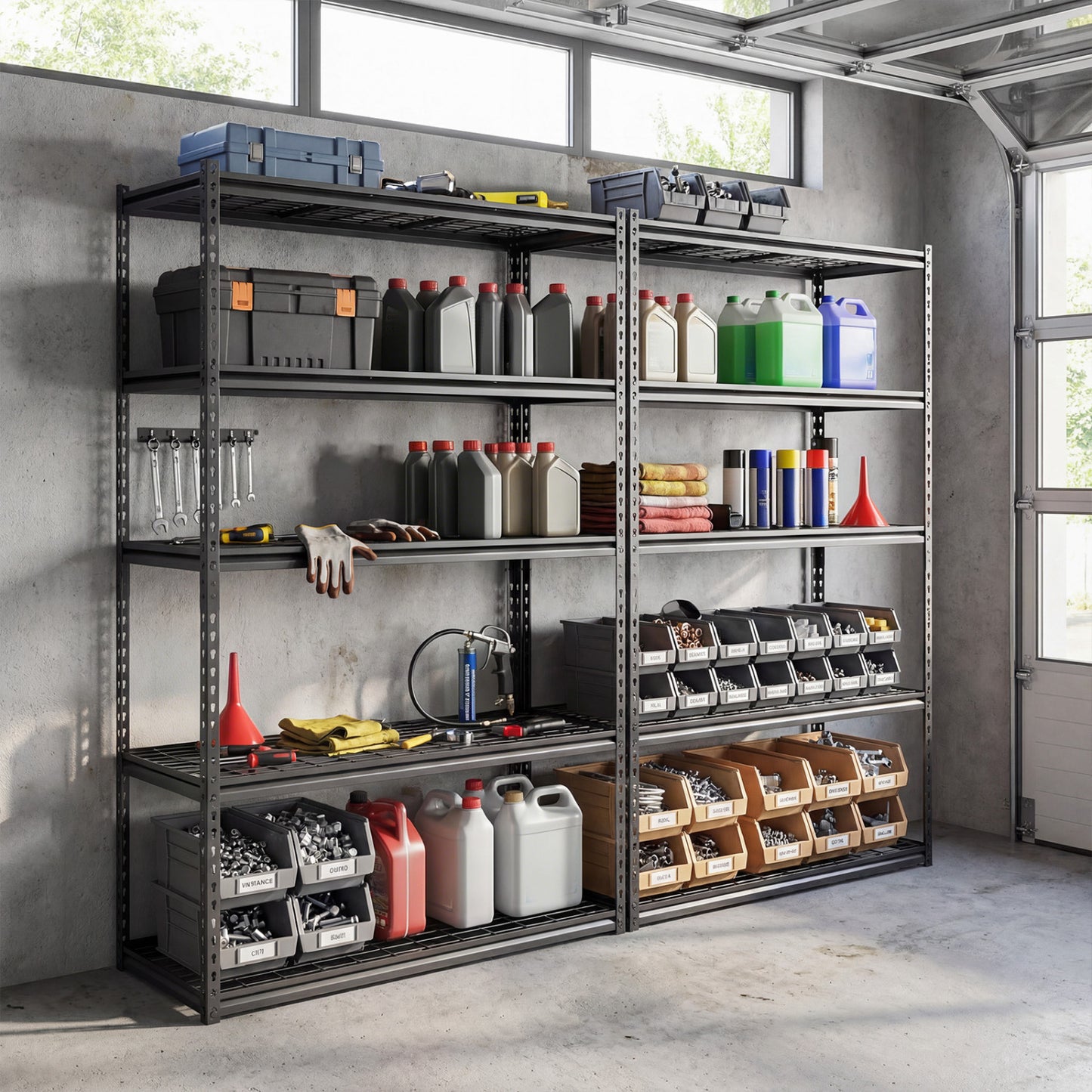 5-Tier Metal Shelving Unit, 2000Lbs Capacity, Black Garages at Gallery Canada