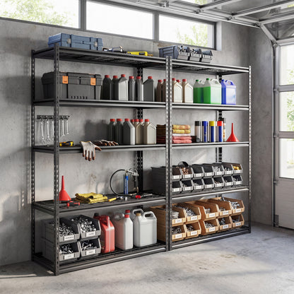 5-Tier Metal Shelving Unit, 2000Lbs Capacity, Black Garages at Gallery Canada