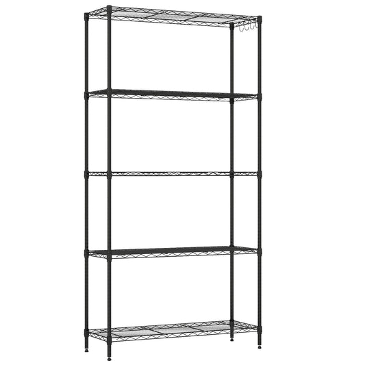 5-Tier Metal Storage Shelving Unit with V-Shaped Wire Rack and 1250 LBS Capacity-DK, Black Garages Black at Gallery Canada