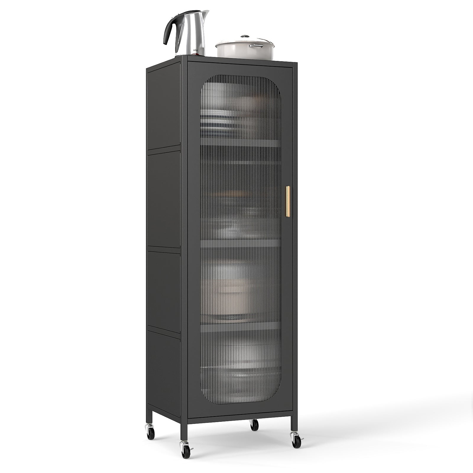 5-Tier Metal Storage Cabinet Narrow with Adjustable Shelves, Black Sideboards Cabinets & Buffets at Gallery Canada