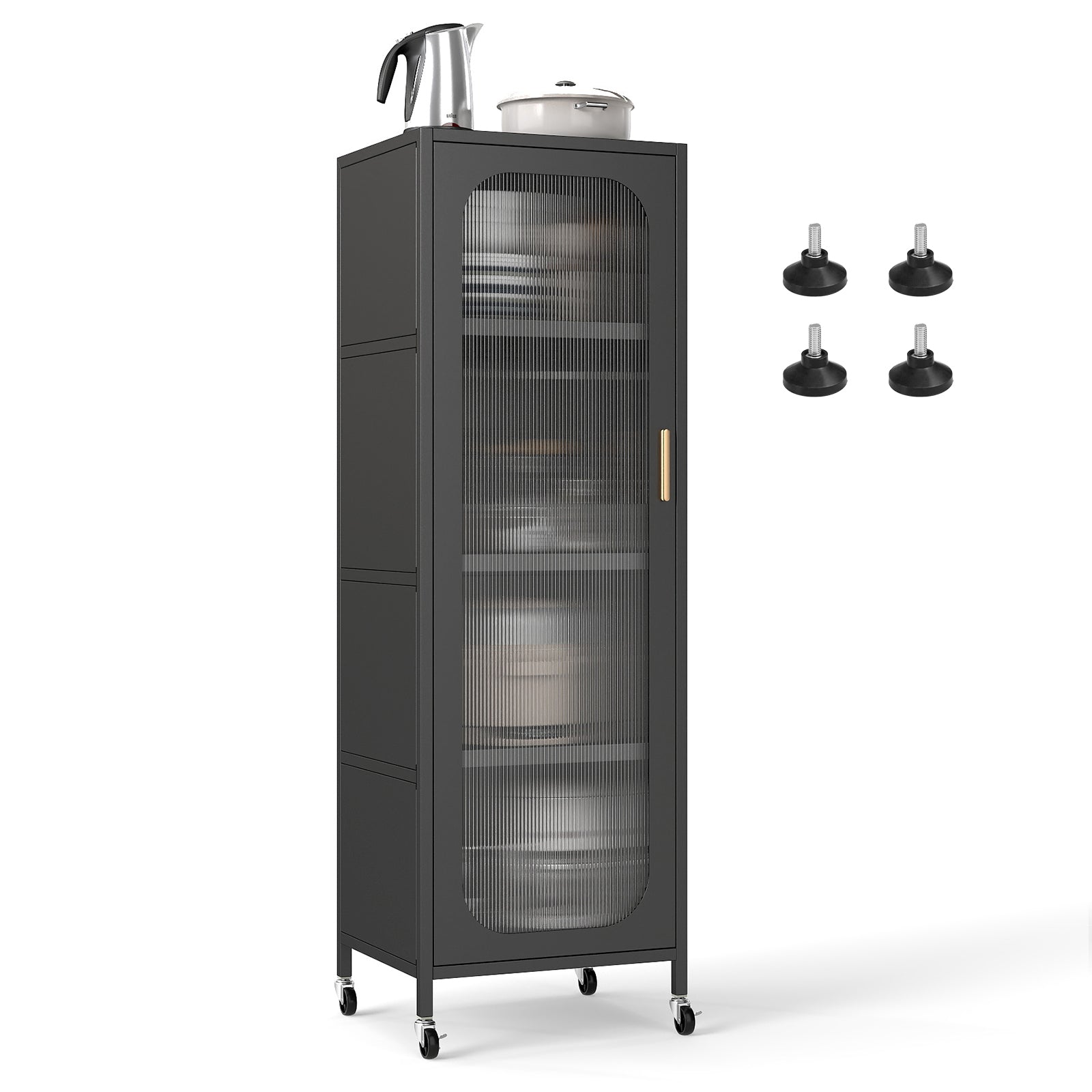 5-Tier Metal Storage Cabinet Narrow with Adjustable Shelves, Black Sideboards Cabinets & Buffets at Gallery Canada