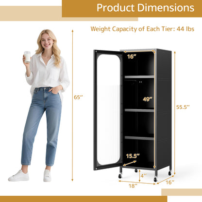 5-Tier Metal Storage Cabinet Narrow with Adjustable Shelves, Black Sideboards Cabinets & Buffets at Gallery Canada