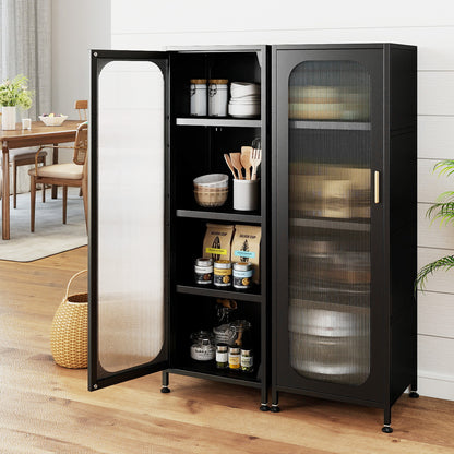 5-Tier Metal Storage Cabinet Narrow with Adjustable Shelves, Black Sideboards Cabinets & Buffets at Gallery Canada