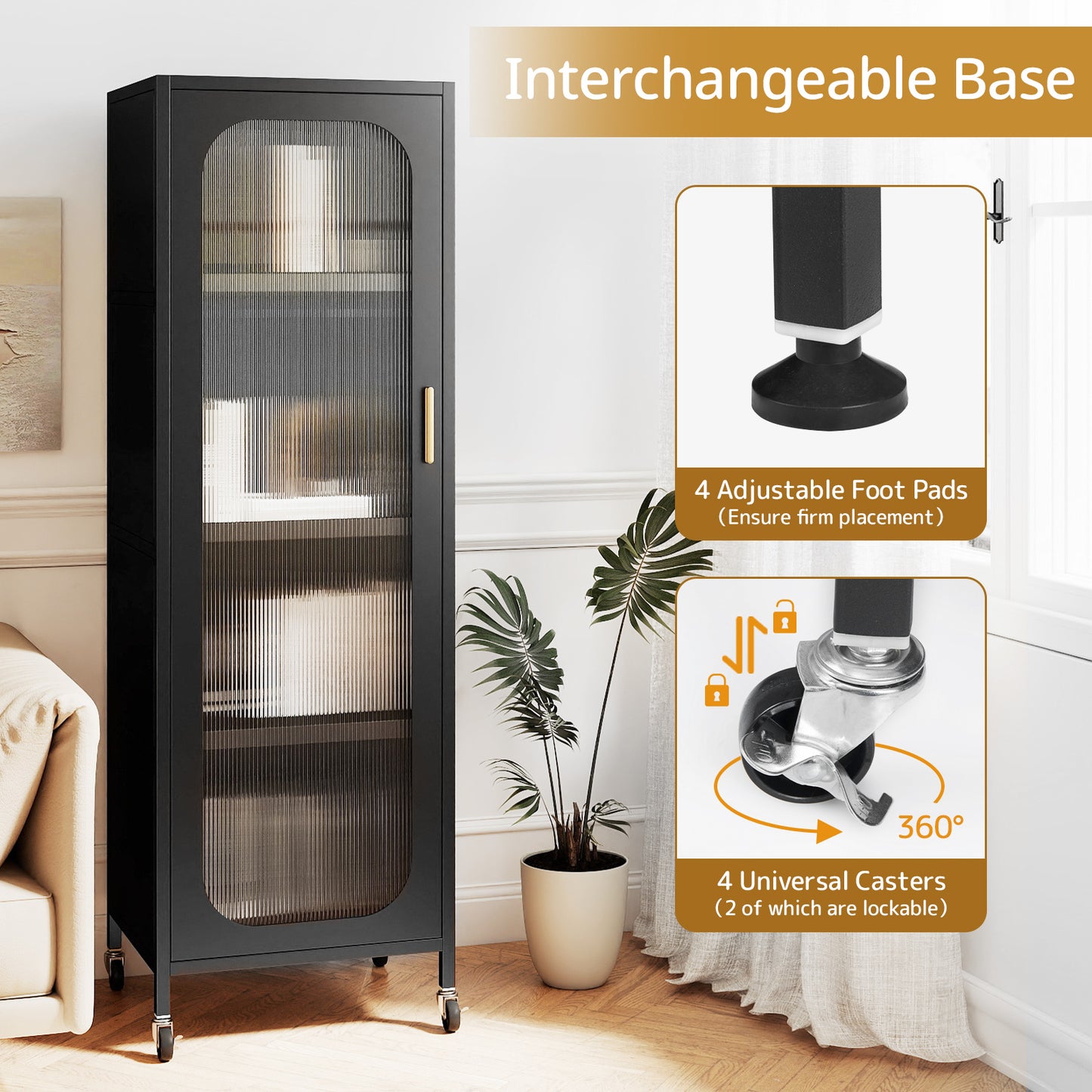 5-Tier Metal Storage Cabinet Narrow with Adjustable Shelves, Black Sideboards Cabinets & Buffets at Gallery Canada