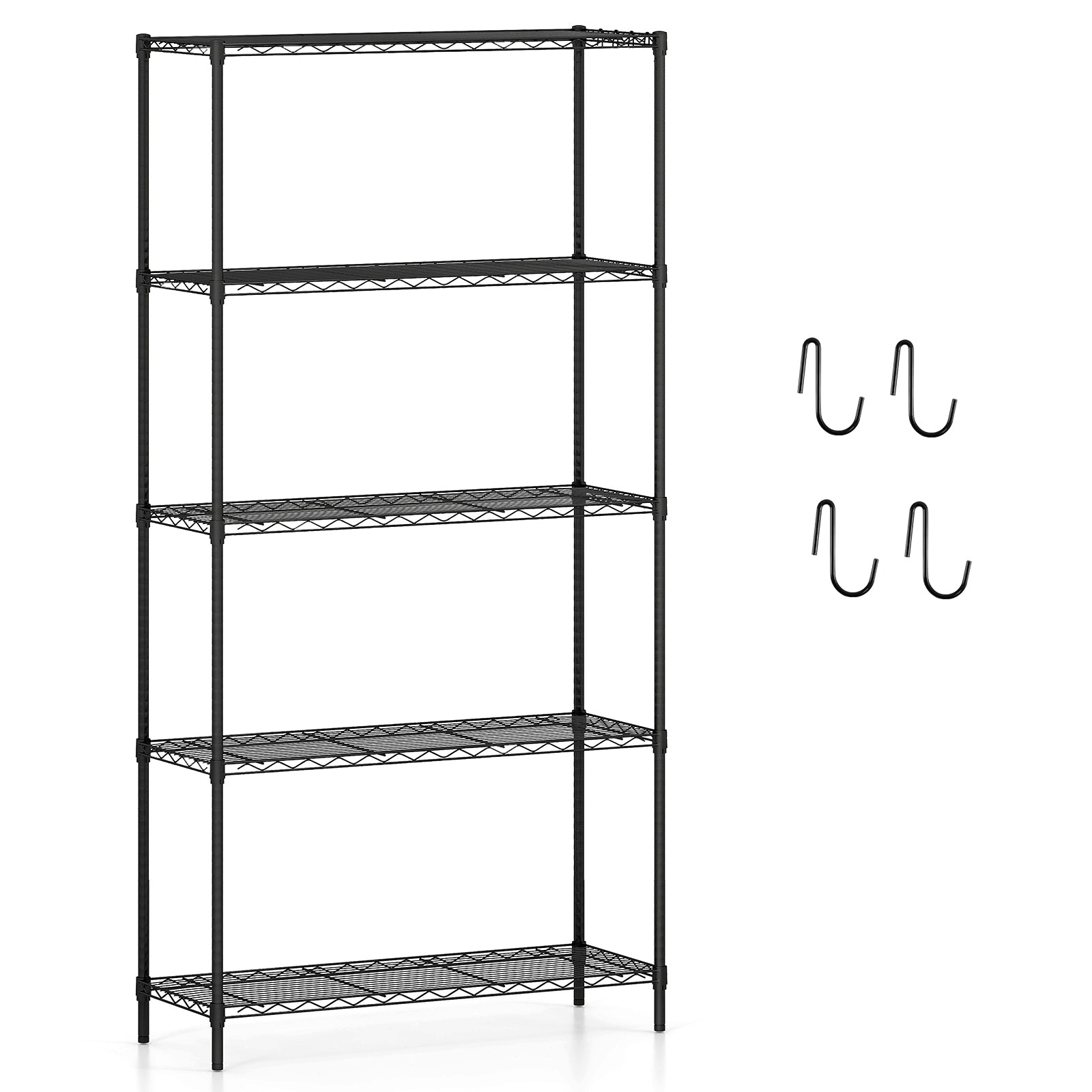 5-Tier Metal Storage Shelving Unit with V-Shaped Wire Rack and 1250 LBS Capacity-DK, Black Garages at Gallery Canada