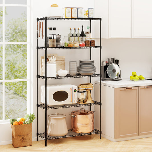 5-Tier Metal Storage Shelving Unit with V-Shaped Wire Rack and 1250 LBS Capacity-DK, Black Garages Black at Gallery Canada