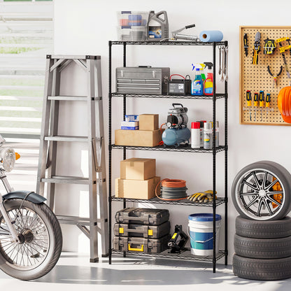 5-Tier Metal Storage Shelving Unit with V-Shaped Wire Rack and 1250 LBS Capacity-DK, Black Garages at Gallery Canada