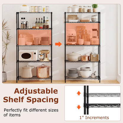5-Tier Metal Storage Shelving Unit with V-Shaped Wire Rack and 1250 LBS Capacity-DK, Black Garages at Gallery Canada